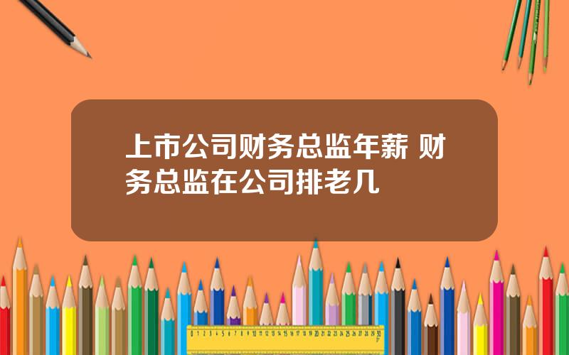 上市公司财务总监年薪 财务总监在公司排老几